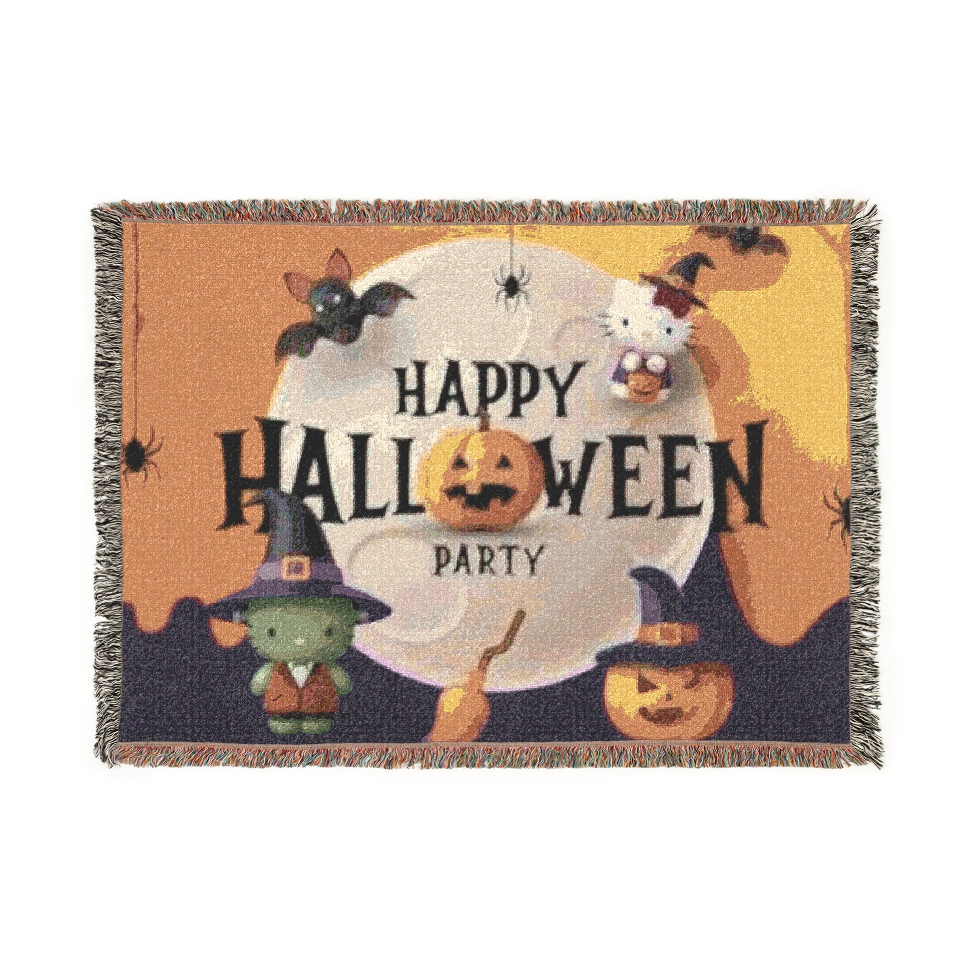 Woven Blanket - Happy Halloween Party Frankenstein Design
