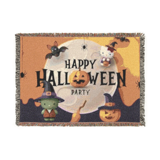 Woven Blanket - Happy Halloween Party Frankenstein Design