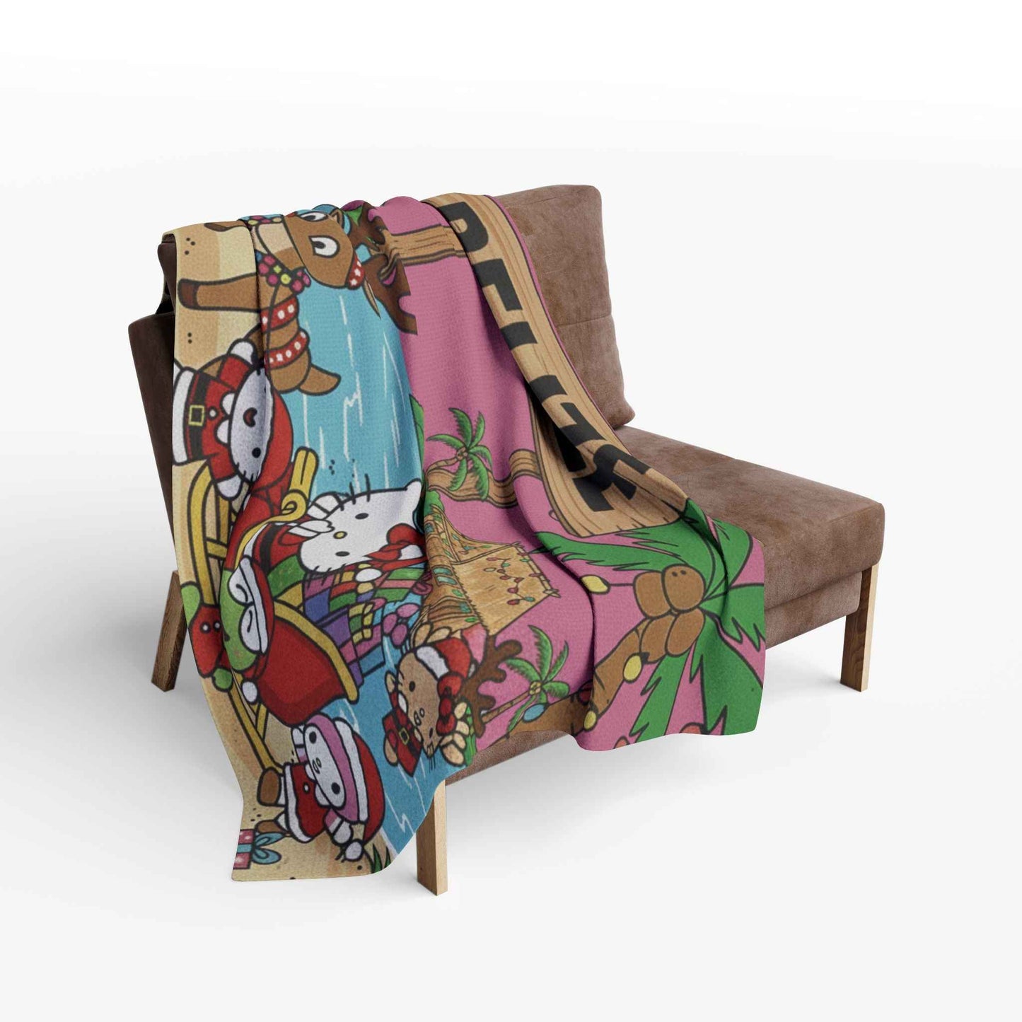 Belize Holiday Arctic Fleece Blanket — "Christmas Hello Kitty Tropical"