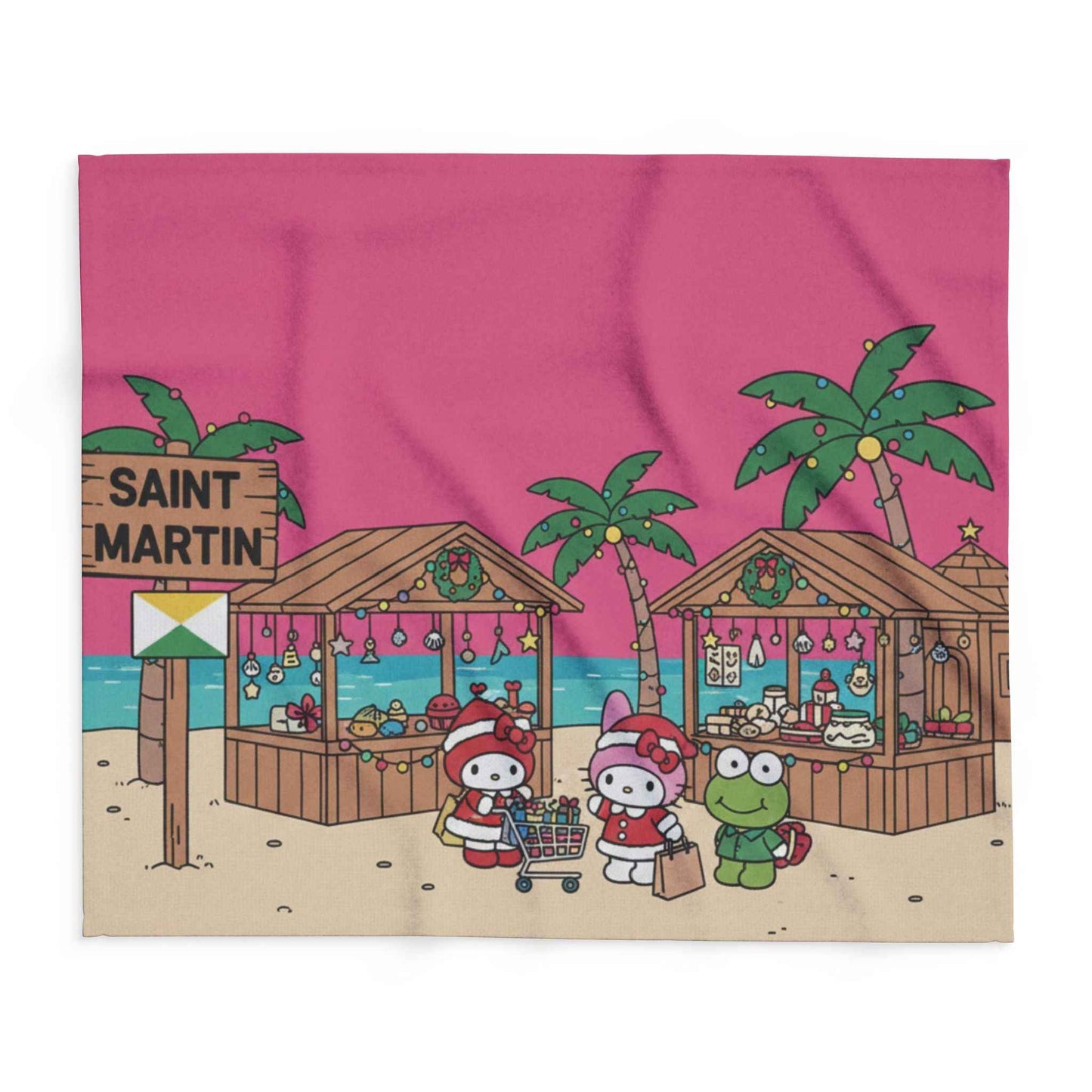 Arctic Fleece Blanket_Hello kitty christmas Saint Martin