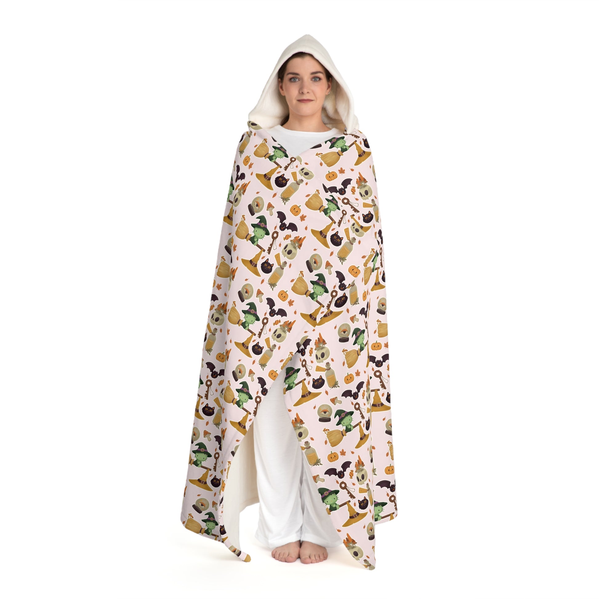 Cozy Hooded Sherpa Fleece Blanket | Cute Animal Print, Warm Throw for Home, Snuggle Wear, Gift Idea, Cozy Nights