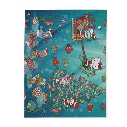 Arctic Fleece Blanket — Underwater Christmas Tree & Santa Sleigh Holiday Throw