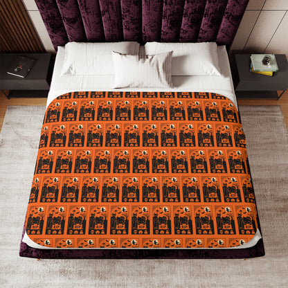 Sherpa Blanket - Black Hello Kitty Orange Blanket