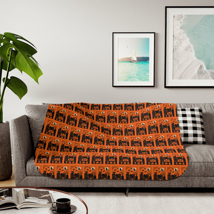 Sherpa Blanket - Black Hello Kitty Orange Blanket