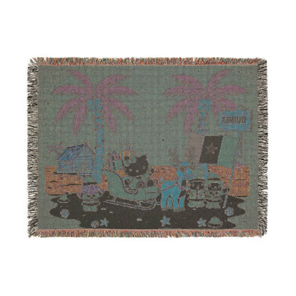 Hello Kitty Christmas Woven Blanket — Holiday Beach & Camping Throw