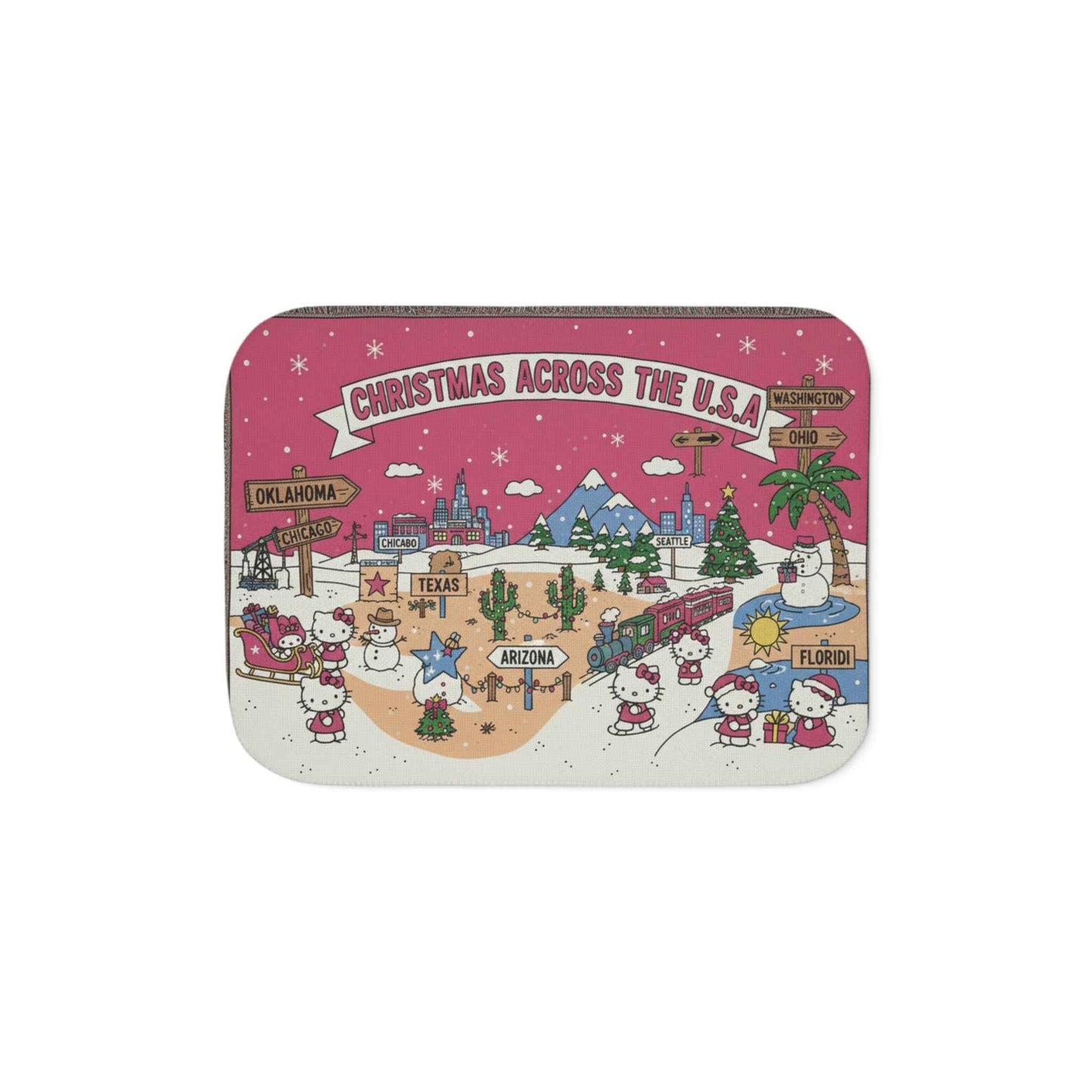 Hello Kitty Pink Christmas Sherpa Blanket — Two-Tone Cozy Throw (Across USA)