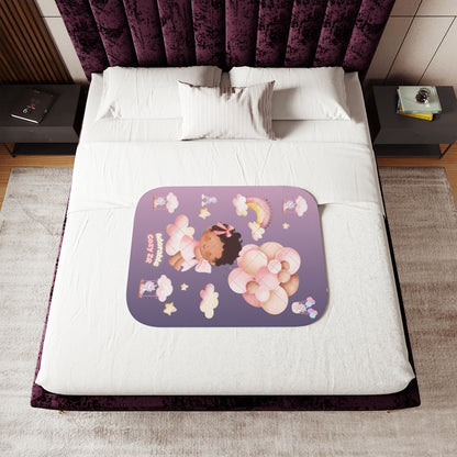 Sherpa Blanket Unicorn Gradient Violet Flying Baby Balloons