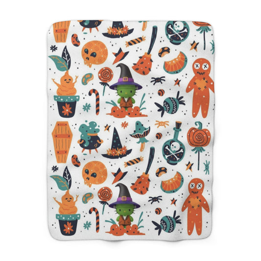 Halloween Frankenstein Sherpa Fleece Blanket with Lollipops
