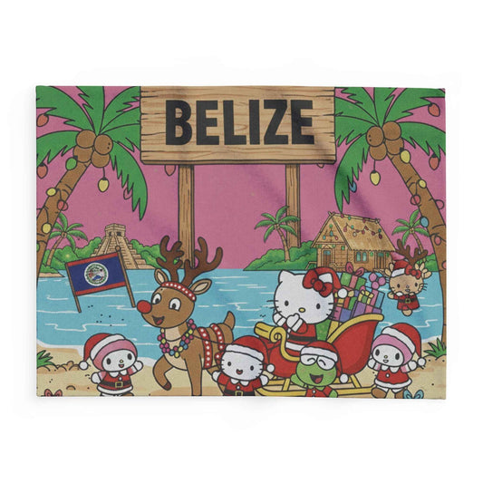 Belize Holiday Arctic Fleece Blanket — "Christmas Hello Kitty Tropical"