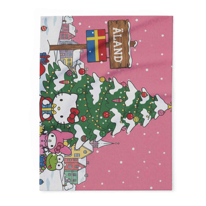 Hello Kitty Åland Christmas Fleece Blanket — Cute Holiday Tree Throw