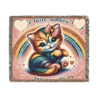 Woven Blanket - Cute Hello Kitty Pink Bow at Rainbow Day - Hello Kittyy Blanket Store