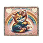 Woven Blanket - Cute Hello Kitty Pink Bow at Rainbow Day - Hello Kittyy Blanket Store