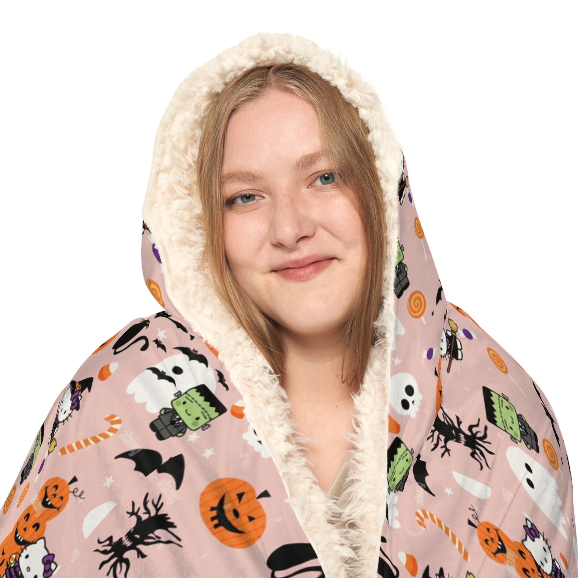 Hooded Blanket - Frankenstein Hello Kitty Halloween Design