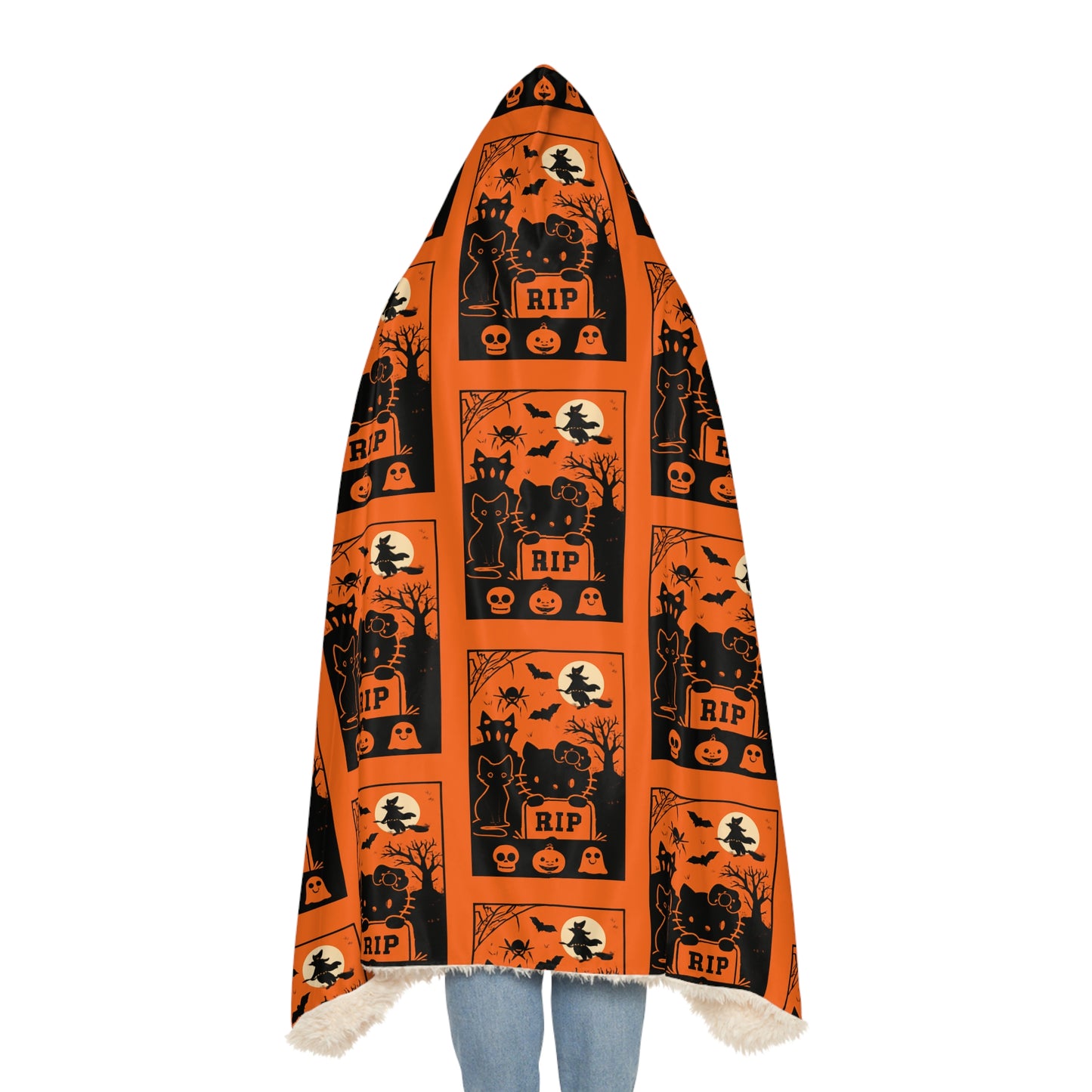 Sherpa Halloween Snuggle Blanket orange hooded