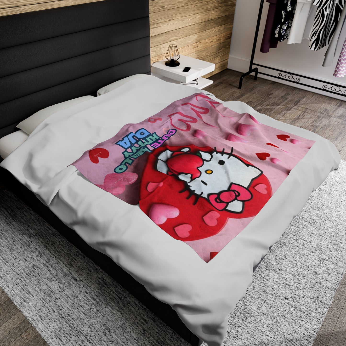 Personalized Hello Kitty Velveteen Plush Blanket - DUA