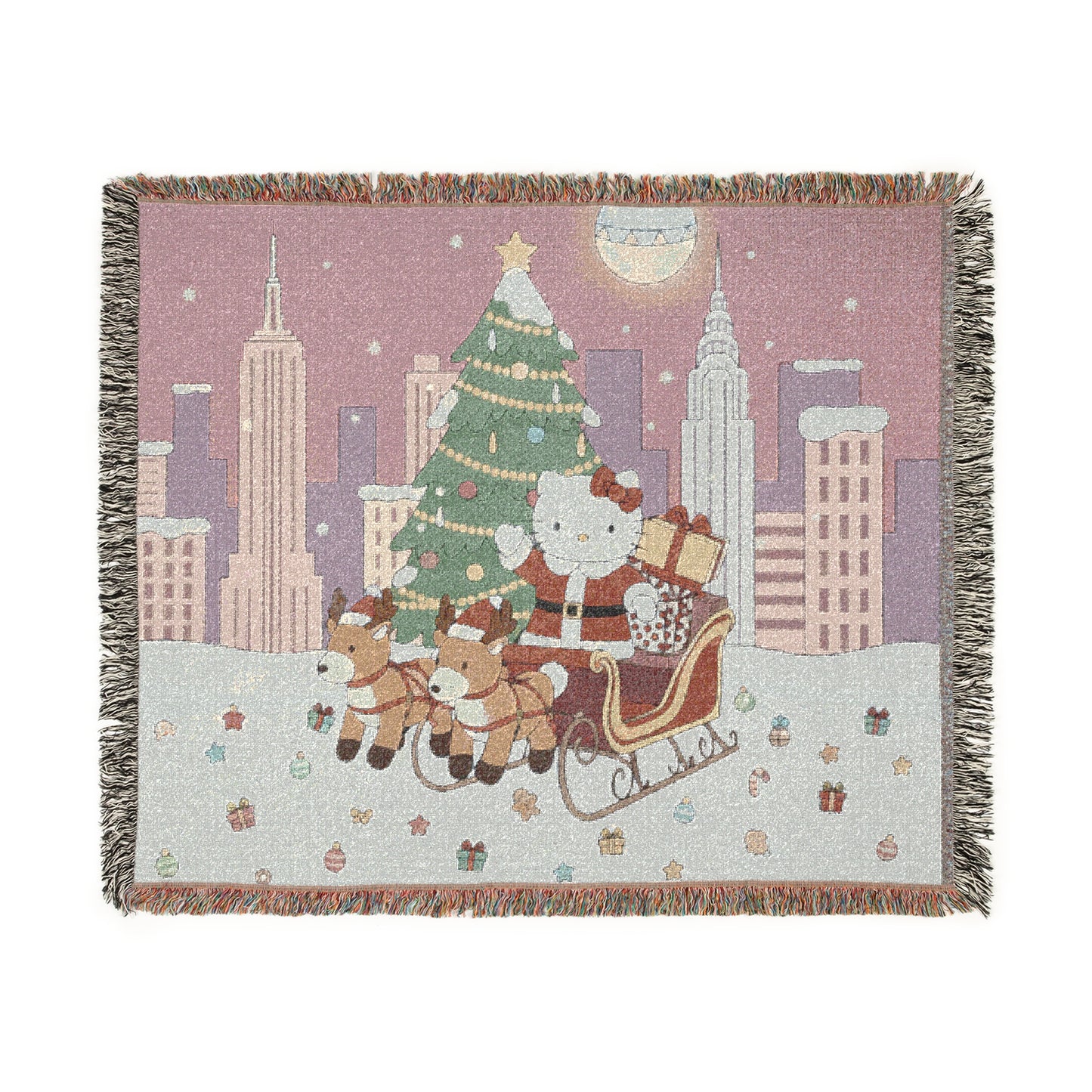 Hello Kitty Christmas Pink Woven Blanket — Festive Fandom Throw