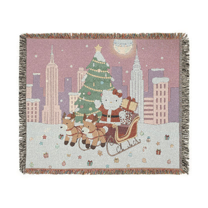 Hello Kitty Christmas Pink Woven Blanket — Festive Fandom Throw