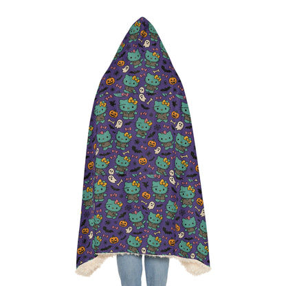 Wearable Snuggle Blanket - Frankenstein Design - Purple with Pink Bows - Halloween - Hello Kittyy Blanket Store