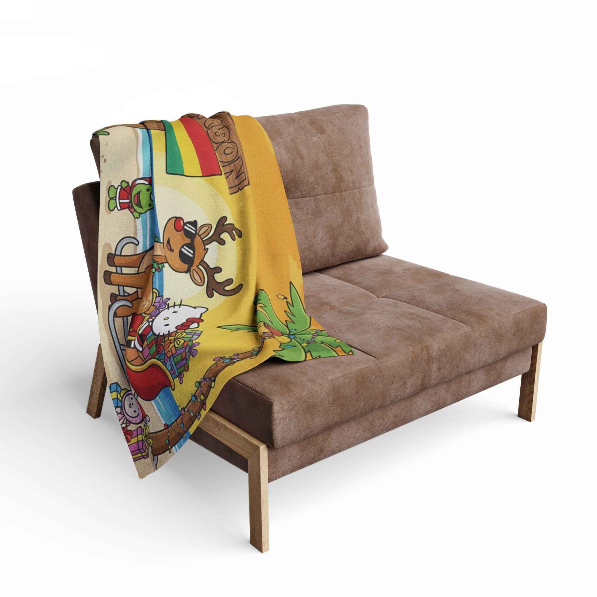 Hello Kitty Tropical Christmas Fleece Blanket — Gabon Beach Holiday Throw