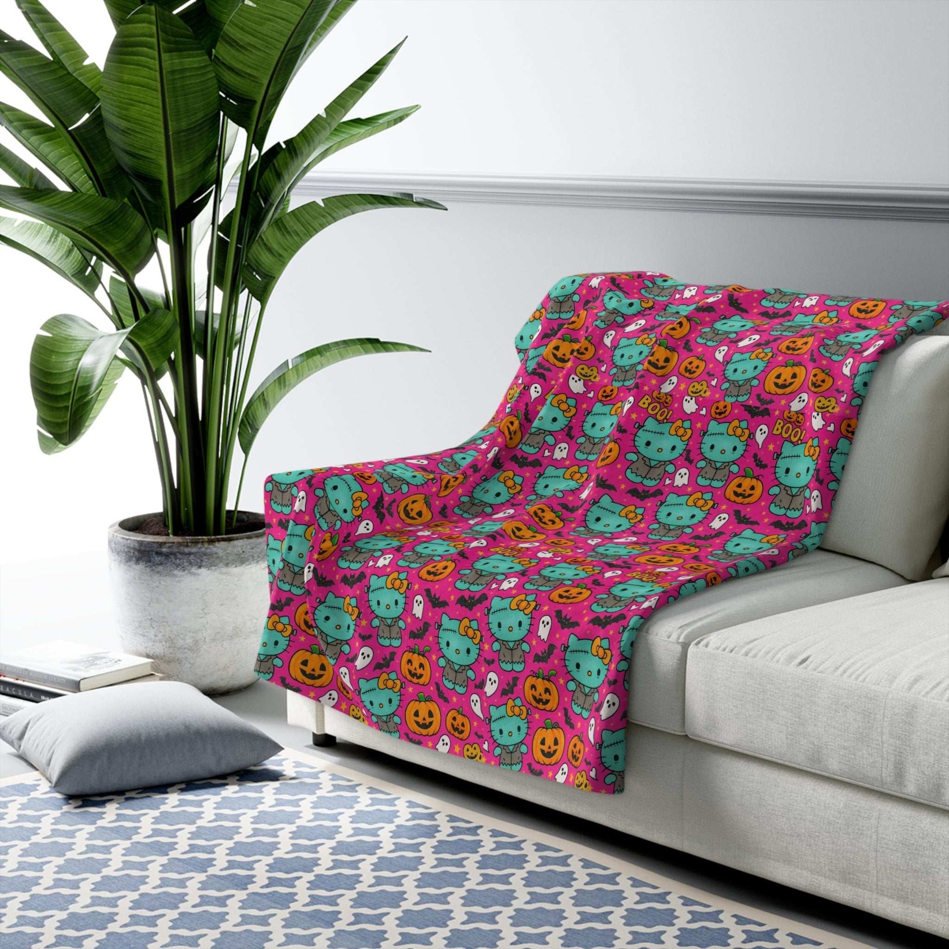 Sherpa Blanket Franken-pink Halloween