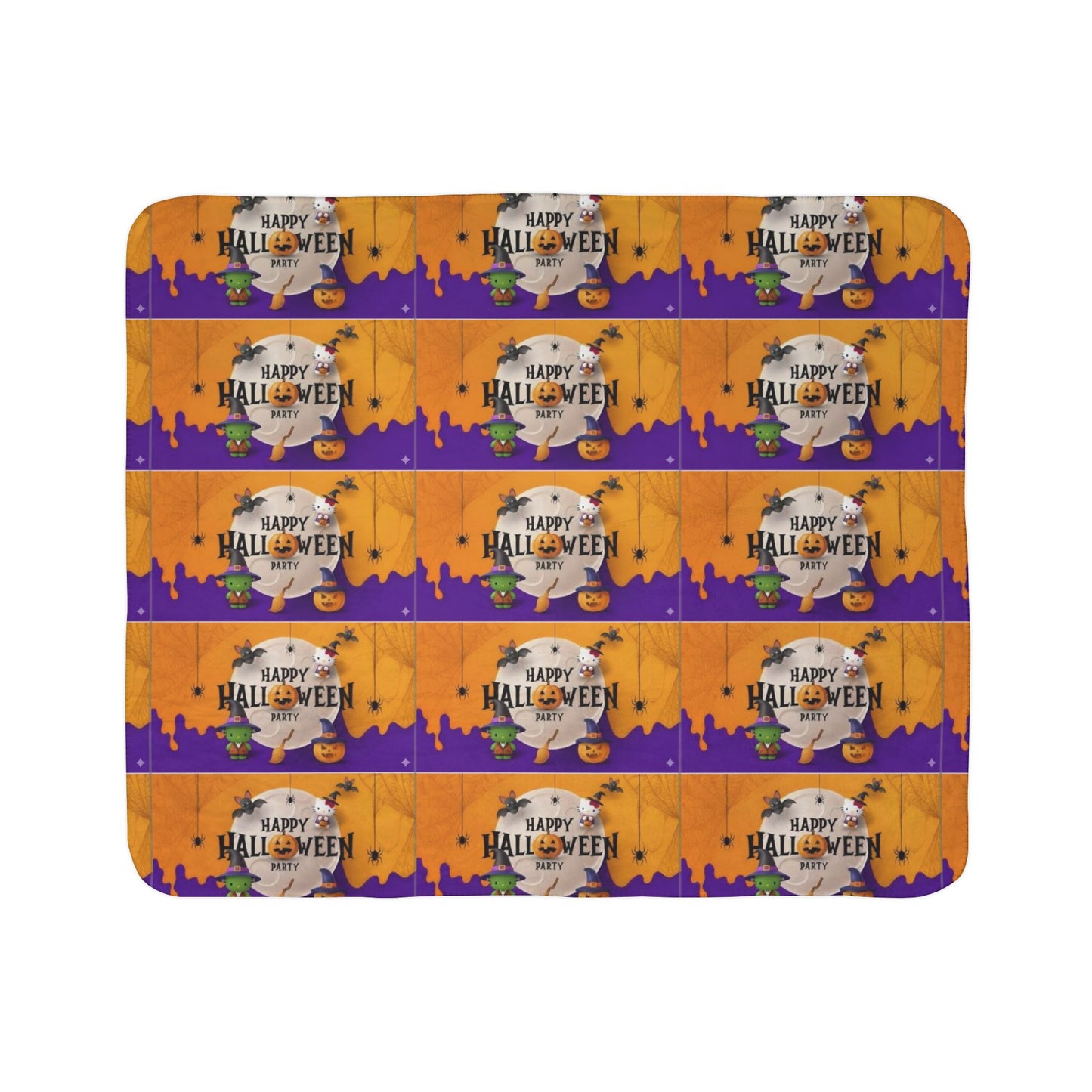 Fleece Sherpa Blanket - Frankenstein Hello Kitty - Happy Halloween Party