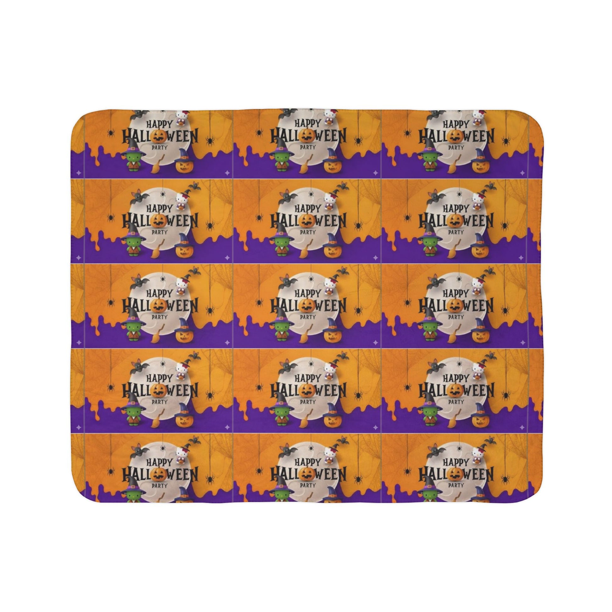 Fleece Sherpa Blanket - Frankenstein Hello Kitty - Happy Halloween Party