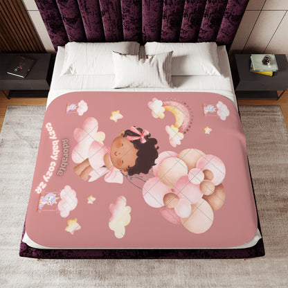 Cozy Sherpa Blanket with Cute Baby Design and unicorns