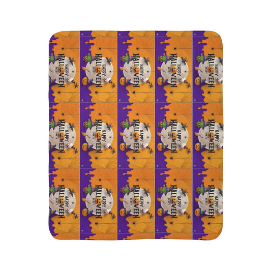 Fleece Sherpa Blanket - Frankenstein Hello Kitty - Happy Halloween Party