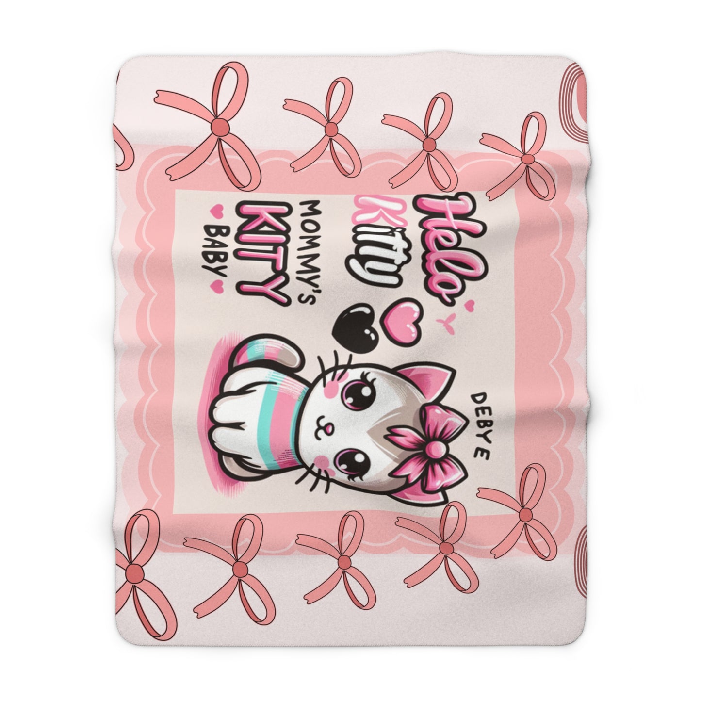 Sherpa Fleece Blanket - Cute Pink Bow Hello Kitty Design - Perfect for Girls and Baby Girls