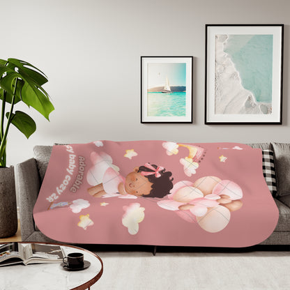 Cozy Sherpa Blanket with Cute Baby Design and unicorns