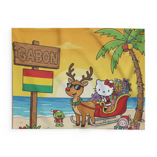 Hello Kitty Tropical Christmas Fleece Blanket — Gabon Beach Holiday Throw