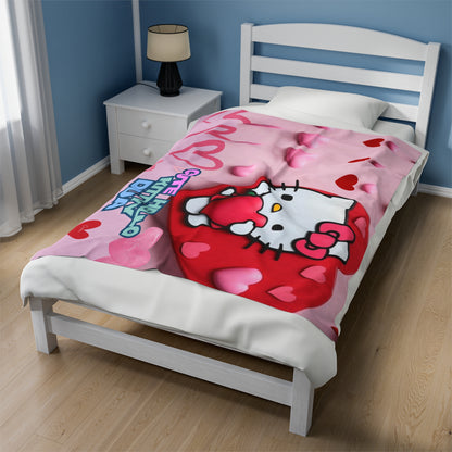 Personalized Hello Kitty Velveteen Plush Blanket - DUA