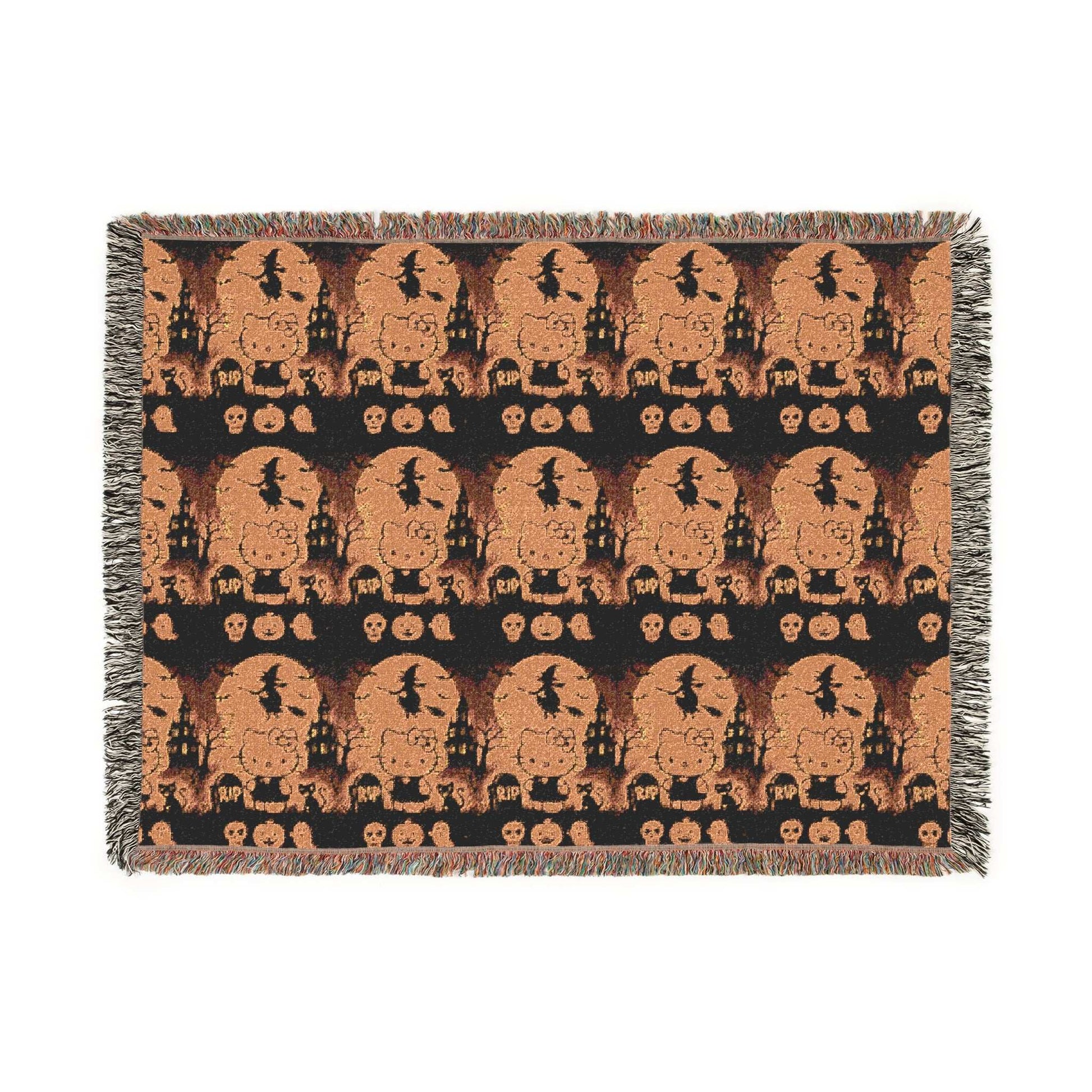 Halloween Woven Blanket - Hello Kitty Orange Blanket for Fans