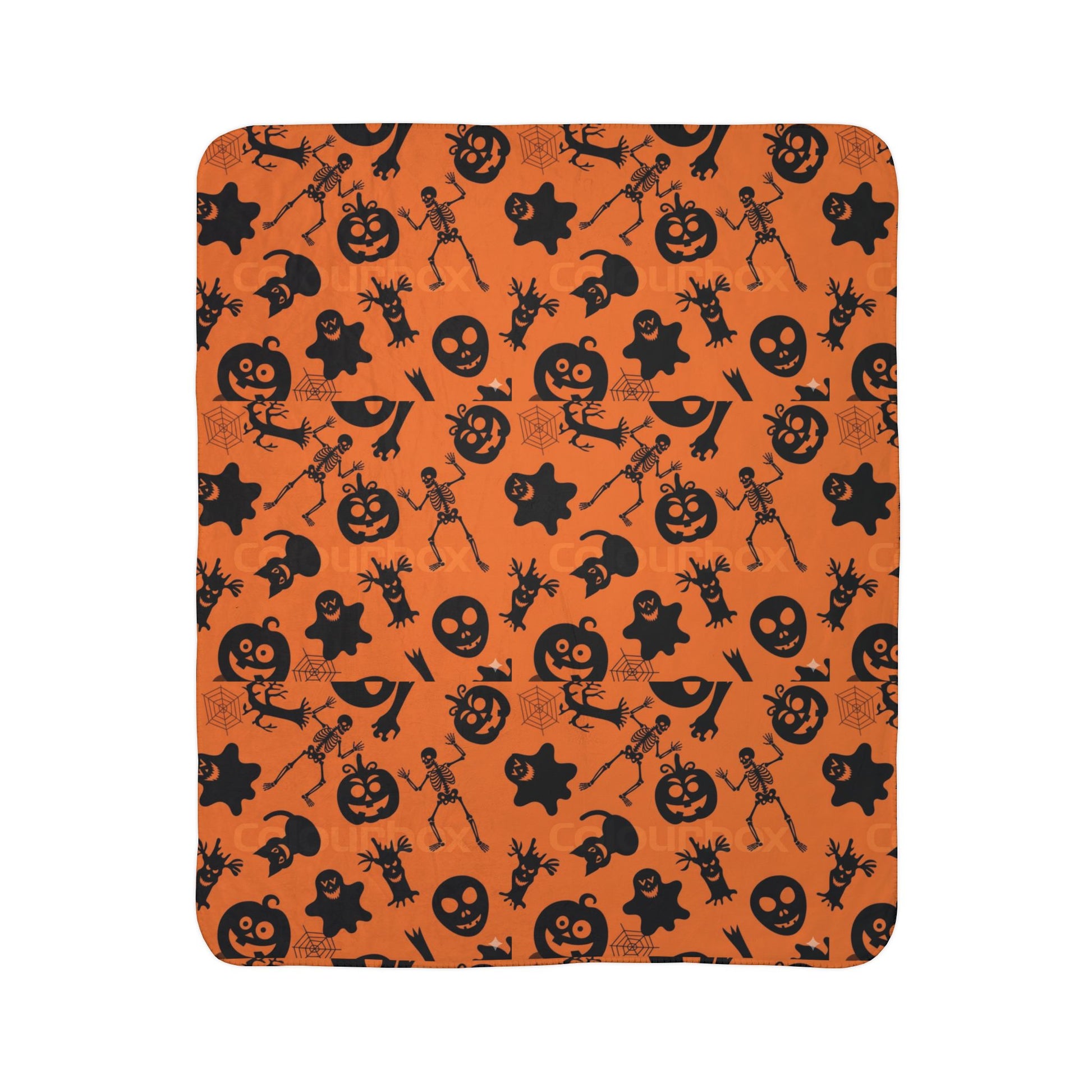Halloween Fleece Sherpa Blanket, Cozy Fall Decor, Spooky Season Gift, Trick or Treat Blanket, Halloween Party Essential