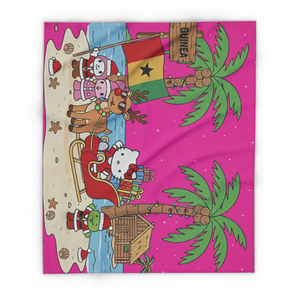 Hello Kitty Pink Christmas Arctic Fleece Blanket — Tropical Guinea Holiday Design