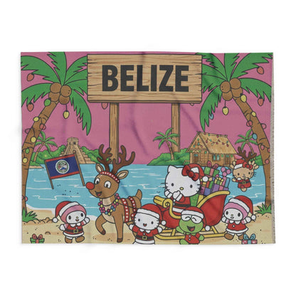 Belize Holiday Arctic Fleece Blanket — "Christmas Hello Kitty Tropical"