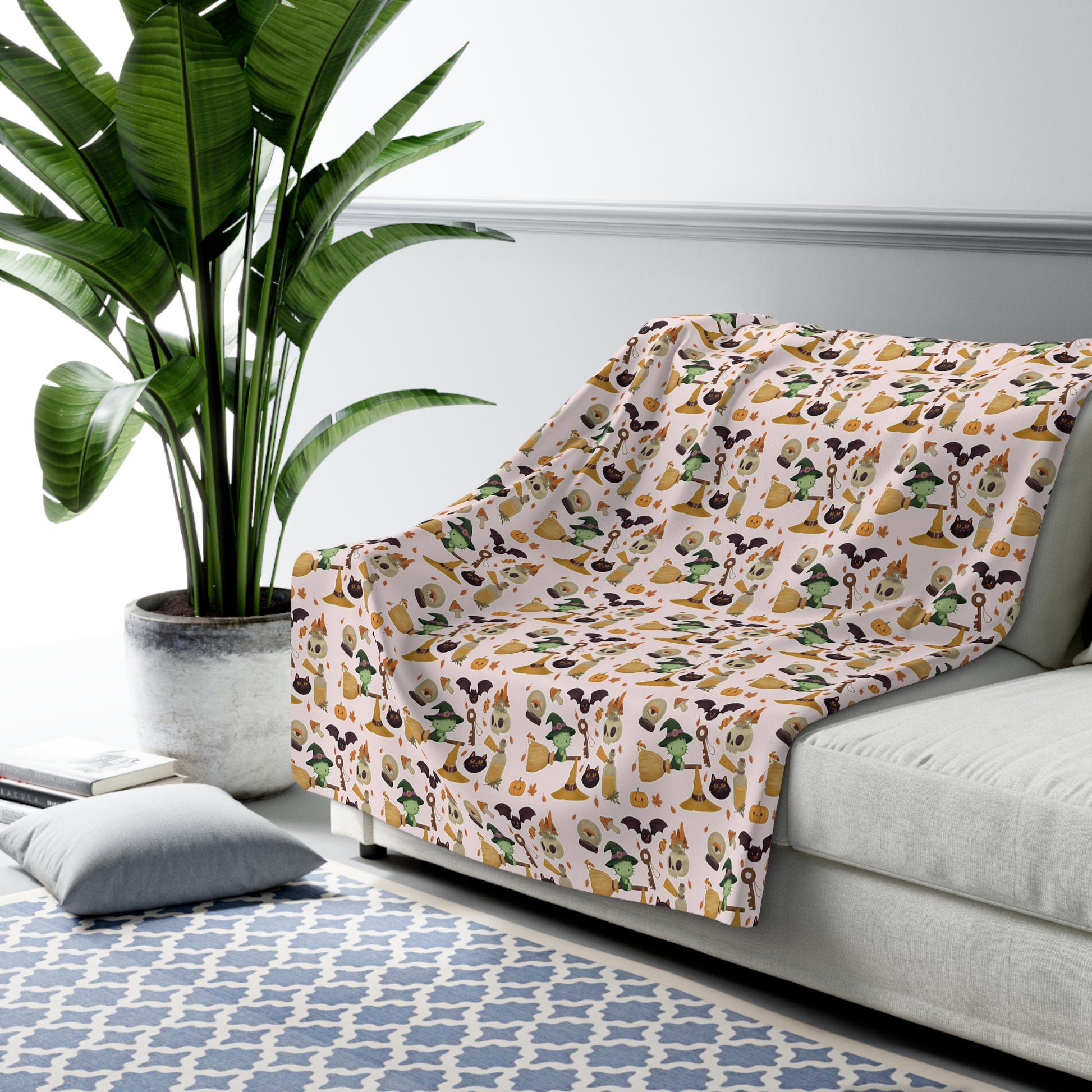 Sherpa Blanket Frankenstein Hello Kitty Pink Design