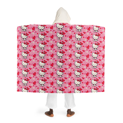 Hooded Sherpa Fleece Blanket - Hello Kitty Valentines Day Theme