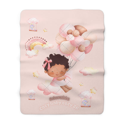 Sherpa Fleece Blanket - Unicorn Baby Girl in the Sky Light Pink