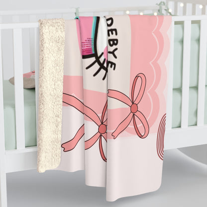 Sherpa Fleece Blanket - Cute Pink Bow Hello Kitty Design - Perfect for Girls and Baby Girls