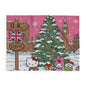 Hello Kitty London Christmas Arctic Fleece Blanket — Cute Holiday Tree & Snowy Big Ben Throw