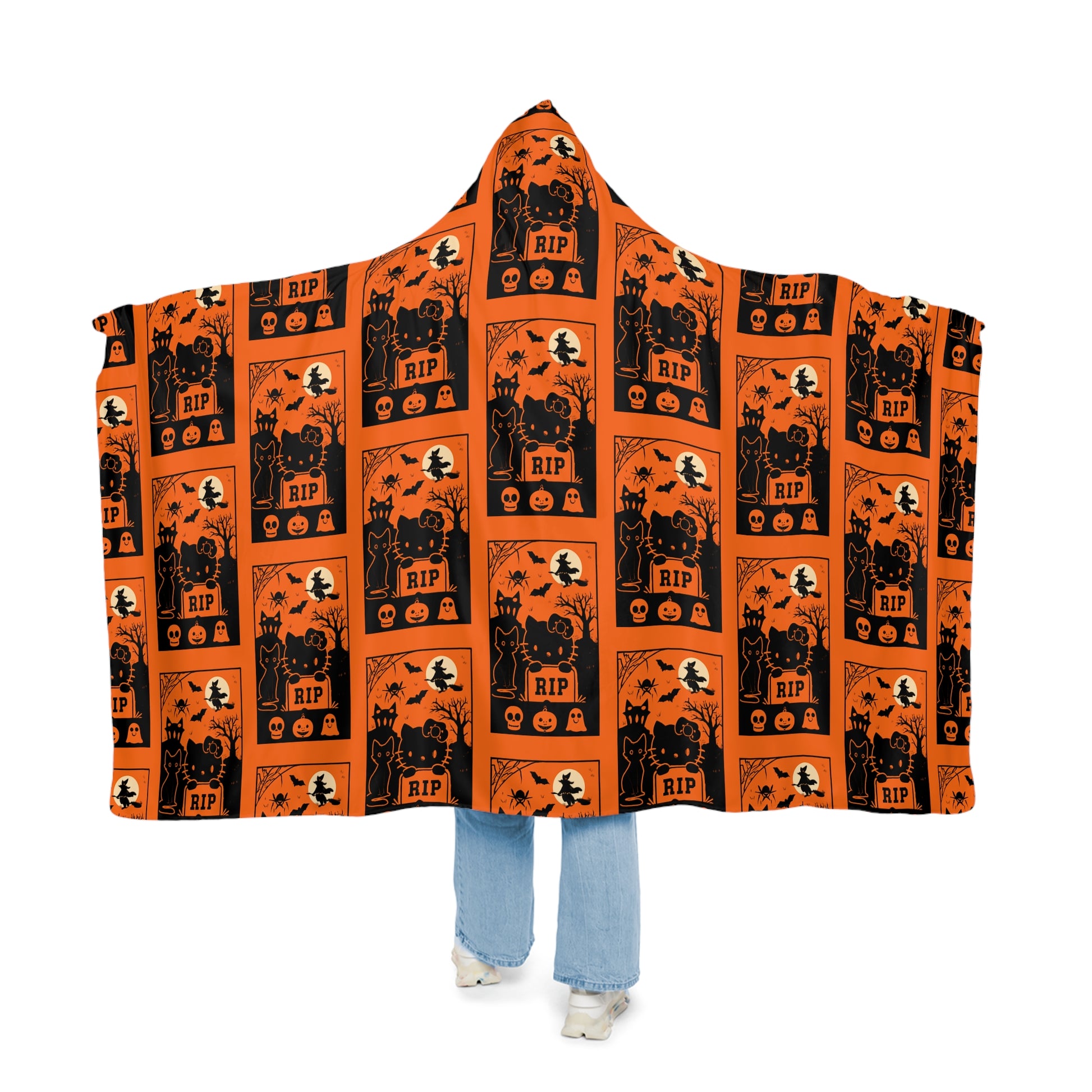 Sherpa Halloween Snuggle Blanket orange hooded