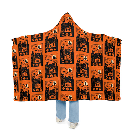 Sherpa Halloween Snuggle Blanket orange hooded