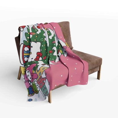 Hello Kitty Åland Christmas Fleece Blanket — Cute Holiday Tree Throw