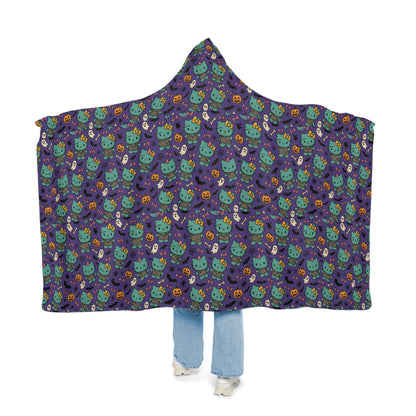 Wearable Snuggle Blanket - Frankenstein Design - Purple with Pink Bows - Halloween - Hello Kittyy Blanket Store