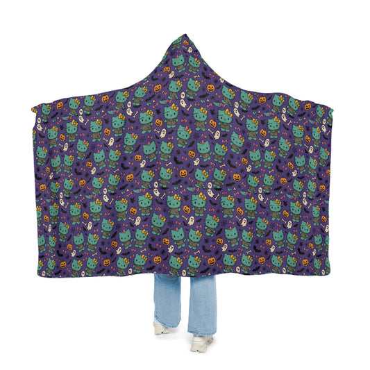 Wearable Snuggle Blanket - Frankenstein Design - Purple with Pink Bows - Halloween - Hello Kittyy Blanket Store
