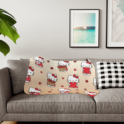 Kawaii Beige Sherpa Blanket — Valentine's Day Gift for Her