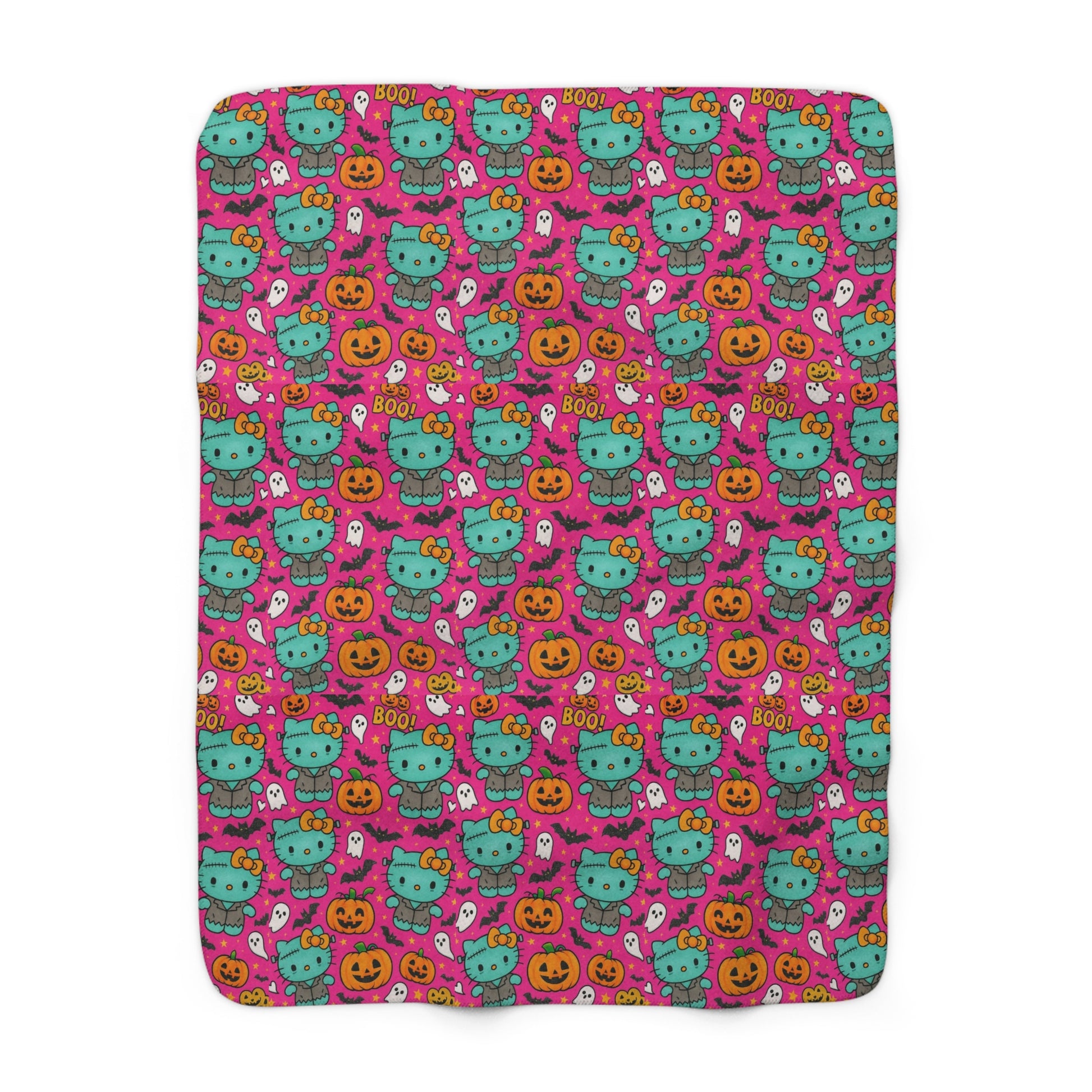 Sherpa Blanket Franken-pink Halloween - Hello Kittyy Blanket Store