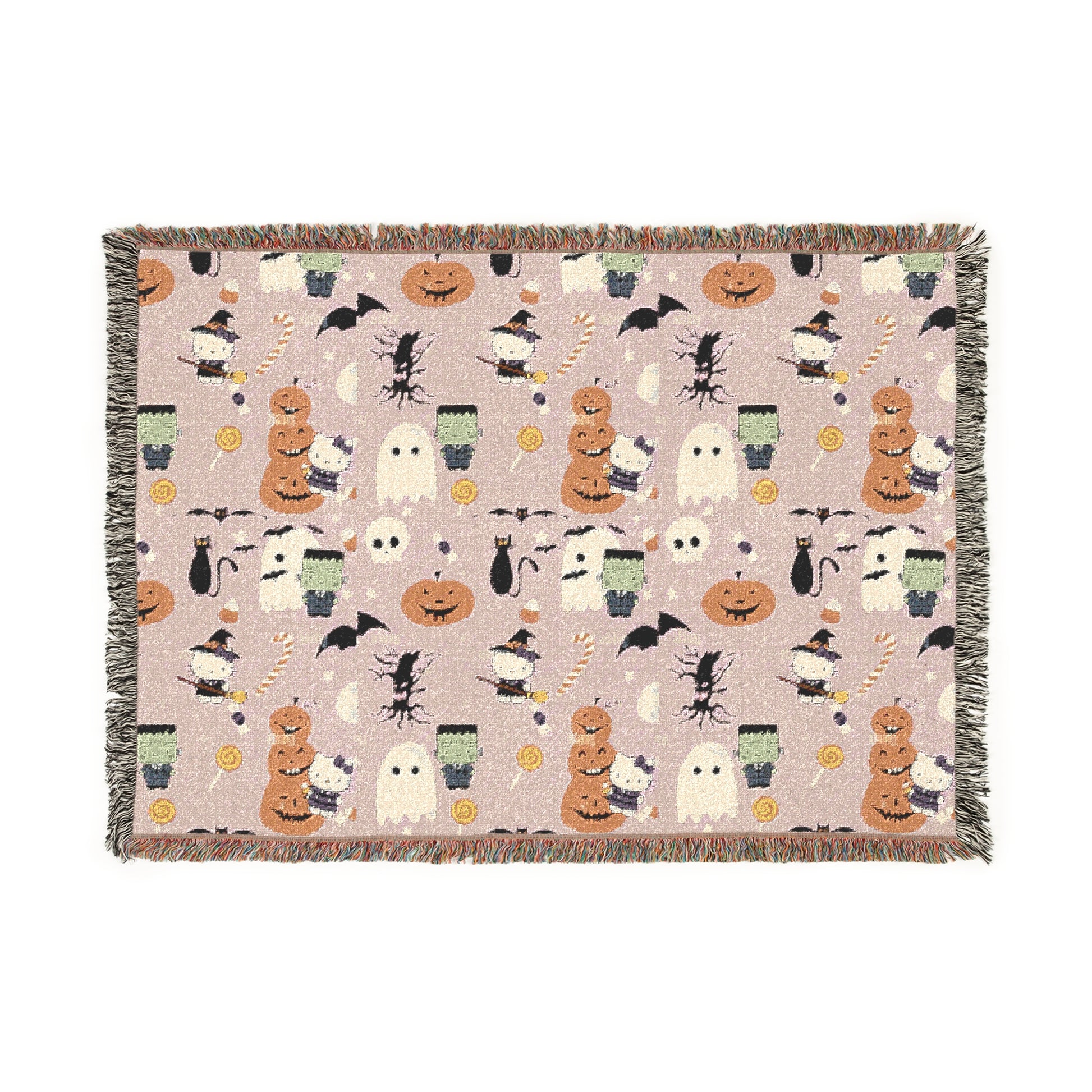 Woven Blanket - Frankenstein Hello Kitty Halloween Pumpkins