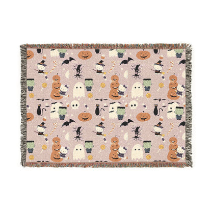 Woven Blanket - Frankenstein Hello Kitty Halloween Pumpkins